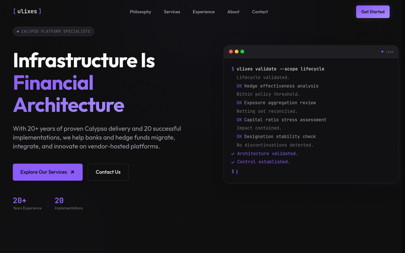 Ulixes Corp financial platform preview